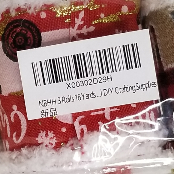 3 Rolls 18 Yards‎ Christmas Fabric Ribbon Winter Themed Decorative Burlap - Picture 5 of 6